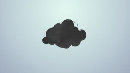 Clouds minimalistic digital art grey background wallpaper