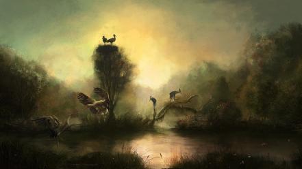 Horizon artwork storks master piece wallpaper
