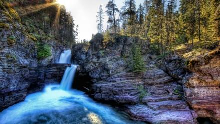 Landscapes nature sun trees rocks rivers wallpaper