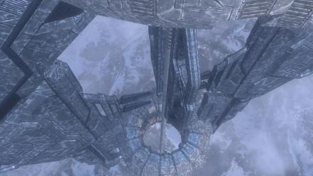 Landscapes snow futuristic architecture halo structure forerunner wallpaper