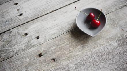 Red wood fruits cherries macro wallpaper