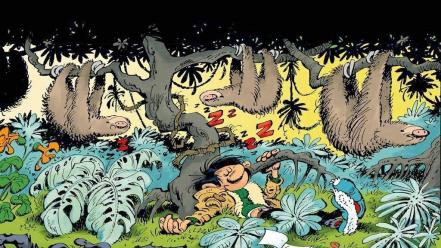 Sloth artwork traditional art bushes gaston lagaffe wallpaper