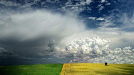Clouds landscapes fields wallpaper
