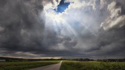 Clouds sunlight roads wallpaper