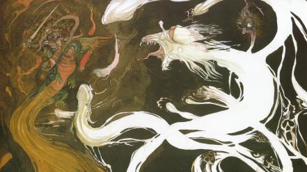 Dragons artwork yoshitaka amano wallpaper