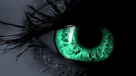 Eyes green selective coloring wallpaper