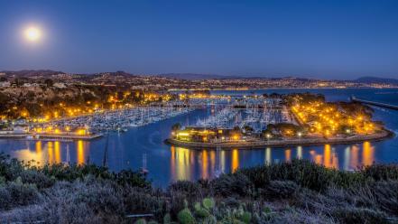Night point california city lights yachts harbor wallpaper