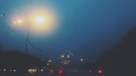 Water street lights blurred wallpaper