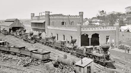 Black and white grayscale historical monochrome old buildings wallpaper