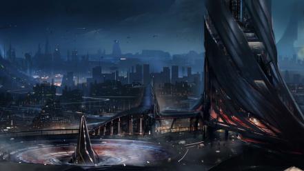 Cityscapes futuristic artwork cities wallpaper