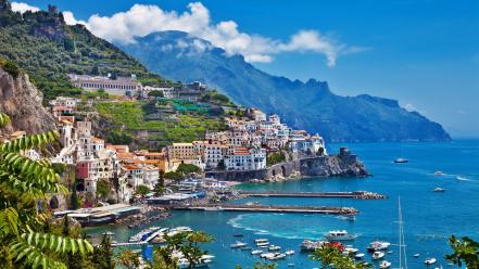 Landscapes mountains positano seaside wallpaper
