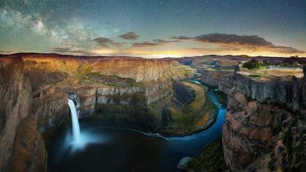 Milky way palouse twilight washington state blue wallpaper