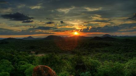 Mountain forest sunset wallpaper