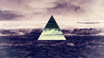 Ocean clouds waves invert inverted triangles oceanscape triangle wallpaper
