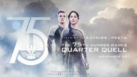 75th catching fire district jennifer lawrence josh hutcherson wallpaper