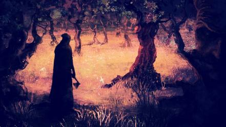 Artwork creepy dark reaper trees wallpaper