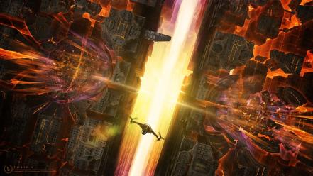 Battleships digital art fusion futuristic outer space wallpaper