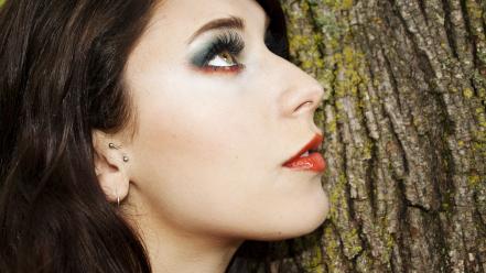 Brunettes faces kiera nature profile wallpaper