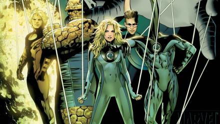 Fantastic four human torch invisible woman marvel comics wallpaper