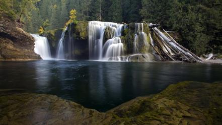 Forest river waterfall wallpaper