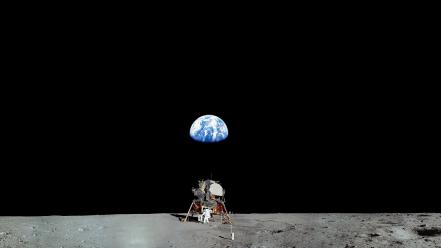 Moon landing outer space planets wallpaper