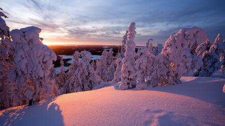Snow mountain sunset wallpaper