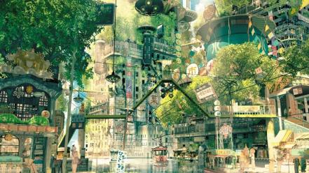 Tekkonkinkreet artwork buildings cityscapes digital art wallpaper