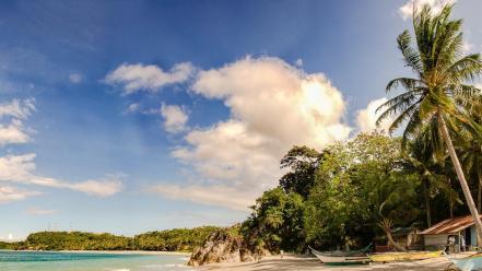 Thailand beaches boats clouds huts wallpaper