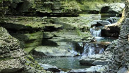 York state watkins glen park cliffs lagoon wallpaper