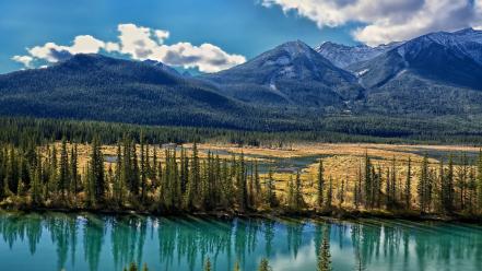 Clouds landscapes mountains water wallpaper