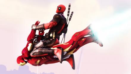 Deadpool wade wilson iron man vs wallpaper
