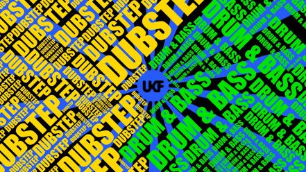 Drum and bass dubstep multicolor music typography wallpaper