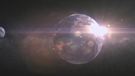 Earth moon sun outer space planets wallpaper