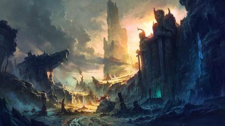 Lord of rings artwork castles concept art wallpaper