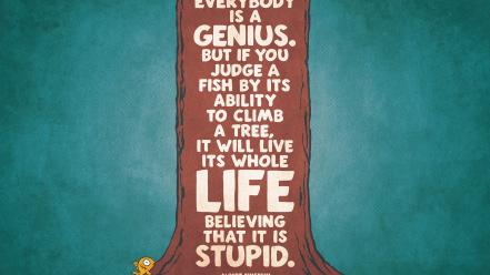 Albert einstein fish motivational quotes typography wallpaper
