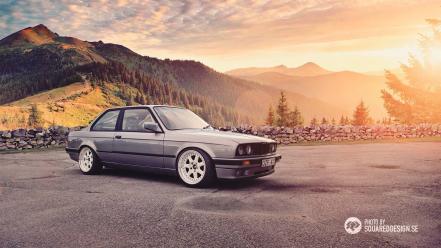 Bmw e30 gray landscapes white wallpaper