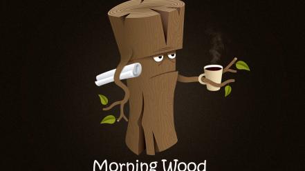 Cartoonish coffee funny wood wallpaper