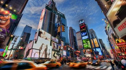 City times square billboard cities motion blur wallpaper