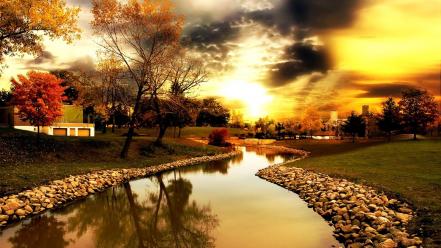 Clouds landscapes nature rivers sunlight wallpaper