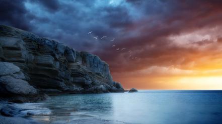 Planet earth birds lonely mountains skies wallpaper