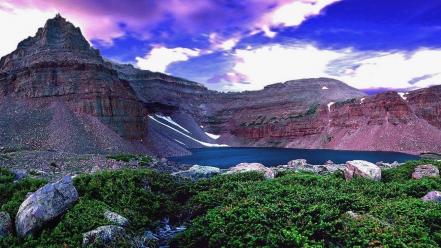 Utah blue clouds crater lake green wallpaper