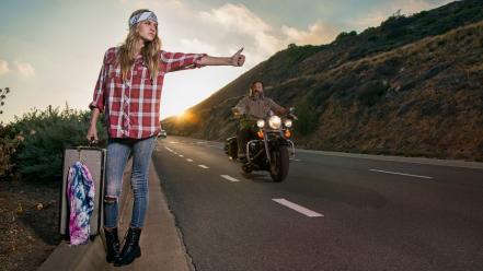 Beard biker blondes funny hitchhikers wallpaper