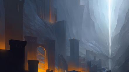 Noah bradley arches artwork buildings concept art wallpaper
