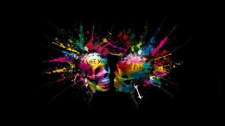 Black colorful skull wallpaper