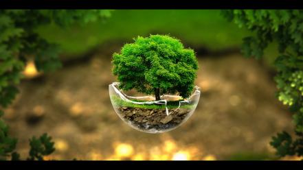 Green nature photo manipulation spheres surreal wallpaper