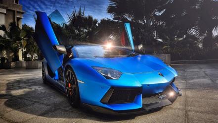 Lambo lamborghini aventador blue cars wallpaper
