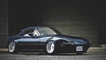 Mazda miata black cars side view wallpaper