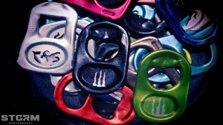 Monster energy red bull beer caps black blue wallpaper