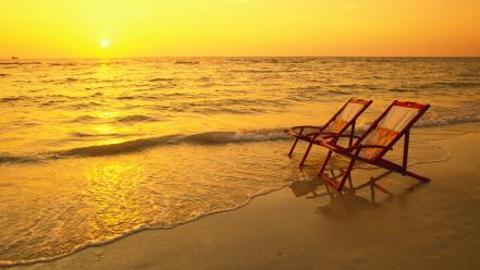 Sunset beach scenes wallpaper