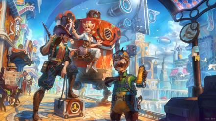Animal ears artwork futuristic steam punk steampunk wallpaper